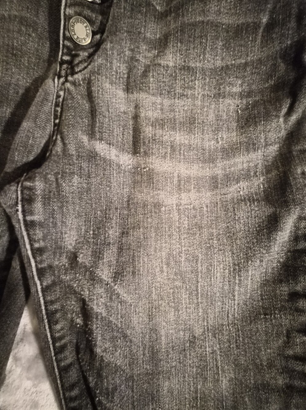 Judy Blue Distressed Skinny Jeans 13 31 Grey High Rise Button Fly Raw Fringe Hem - Picture 9 of 11
